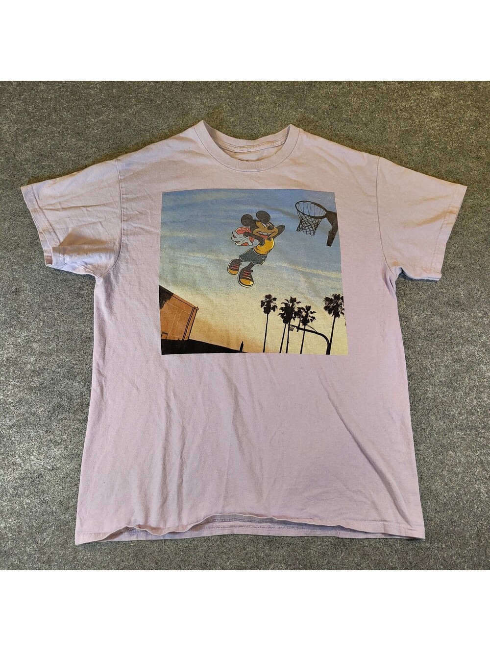 Disney Mickey Mouse Basketball Graphic T-Shirt Light Purple Lavender Men's M